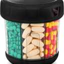 Extra Large Supplement Organizer with XL 7 Compartments, TPU Soft Lid Easy to Load and to Use Pill Dispenser, 1 Month Jumbo Vitamin Holder Medicine Organizer Storage (Black)