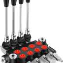 Hydraulic Flow Control Valve 4 Spool 11 GPM G Ports Adjustable Relief Lever Handle Double Acting Parallel Center Tractor Loader W/Joystick Small Tractors/Tanks Loaders Log Splitters 3600 PSI