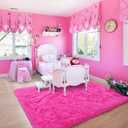 Noahas Fluffy 8x10 Area Rugs for Living Room,Shaggy Hot Pink Rugs for Bedroom Girls,Thick Shag Throw Carpet,Soft Non-Slip Dorm Nursery Kids Rug Home Decor Aesthetic