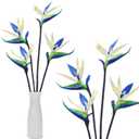 Hanaive 12 Pcs Bird of Paradise Artificial Plant 24 Inches Hawaiian Tropical Flowers Fake Rubber Strelitzia Faux Flowers Bouquet for Home Garden Office Wedding Indoor Outside Party Decor DIY (Blue)