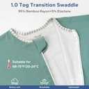 ZIGJOY Shark-Fin Transition Swaddle - 1.0 Tog Rayon Made from Bamboo Sleep Sack Transitional Swaddle Sack Baby Wearable Blanket with Zipper for All Seasons, Mint Green, 3-6 Months