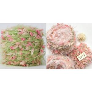 Hand Spun Yarn 4 Pack of 50g/Skein Wool Cotton Mohair Acrylic with Hand Art Blended Colorful Handmade (Green 2 Pack and Pink 2 Pack)