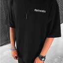 COZYEASE Men's Letter Graphic Tee Casual Short Sleeve Round Neck Summer Shirt Streetwear Top (M)