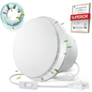 4 Inch Bathroom Exhaust Fan with Switch, Upgraded Exhaust Fan Low Noise IPX4 Waterproof 2600RPM Household Ventilation Fans, Window Ceiling Wall Mount Vent Fan for Attic Basement Garage Washroom P102A2 (White)