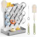 Baby Bottle Drying Rack: Vertical Space Saving Countertop Drying Rack - BPA-Free Baby Accessories Storage Stand Organize Brushes Pacifiers on Countertop - Elegant Grey