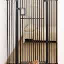 No Pawblems 55" Extra Tall Pet Gate for Cat, 29-43" Auto Close Cat Gate for Doorways/Stairs/Hallways, NO Drilling Pressure Mounted Tall Dog Gate Indoor, 1.37" Pet-Safe Gap, Black