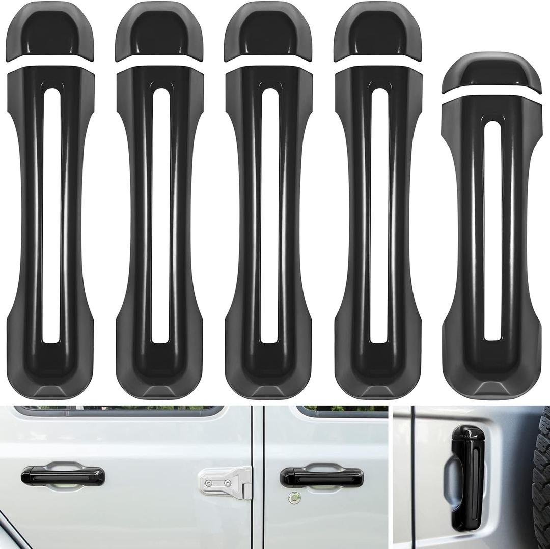 Door Handle Inserts Cover Trim+Tailgate Handle Cover for 2018-2024 Jeep Wrangler JL JLU Sports Sahara Freedom Rubicon Unlimited Gladiator JT 2-Door & 4-Door Exterior Accessories (Black 5PCS)