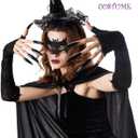 Phestival Vampire Costumes Female - Vampire Cape Women for Halloween - Black & Red vampire Hood (S-1.2m)