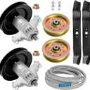 42 Inch Mower Deck Rebuild Kit for C ub Cadet LT1042, H uskee LT4200, T roy-Bilt Pony, White Outdoor LT542G 542H, Includes 2 Spindle 918-04456, 2 Blade 742-0616, Belt 754-04060, 2 Idler 956-04129