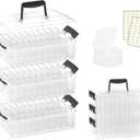 Bead Organizer Box 90 Pcs, 3-Tier Large Capacity Stackable Bead Storage Containers, Portable Plastic Craft Organizers for Jewelry Making, Bracelets, DIY, Nail Art Charms