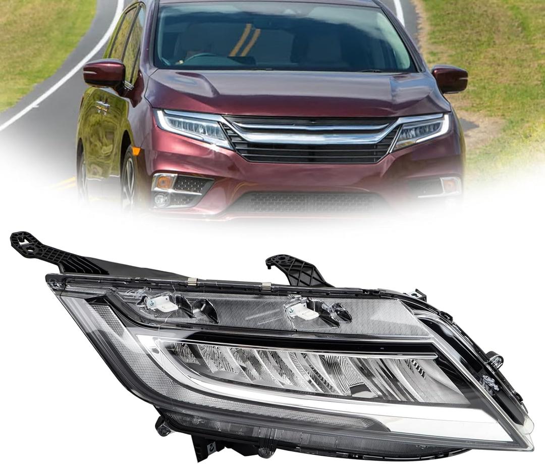 RH Full LED Headlights Assembly Compatible with 2018-2020 Honda Odyssey Headlamp Right Passenger Side Replacement 33100THRA21 HO2503189