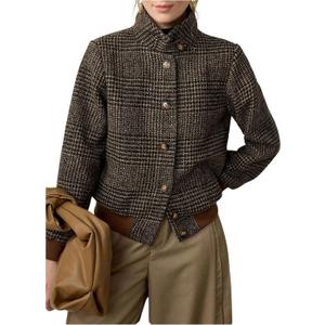 SOLY HUX Women's Elegant Jackets Plaid Button Down Blazer Casual Outerwear (Brown, M)