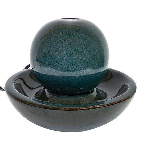 Sunnydaze Tabletop Water Fountain with Ceramic Orb - Relaxing Indoor Fountain for Meditation - for Office, Bedroom, or Living Room