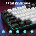 Guiheng Wired Portable 60% Mechanical Gaming Keyboard,RGB LED Backlit Compact 68 Keys Mini Wired Office Keyboard with Red Switch for Windows Laptop PC Mac - White