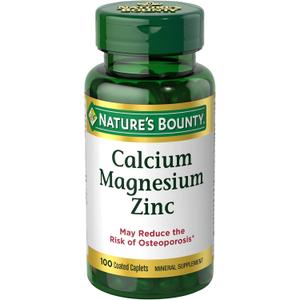 Nature's Bounty Calcium Magnesium & Zinc Caplets, 100 Count