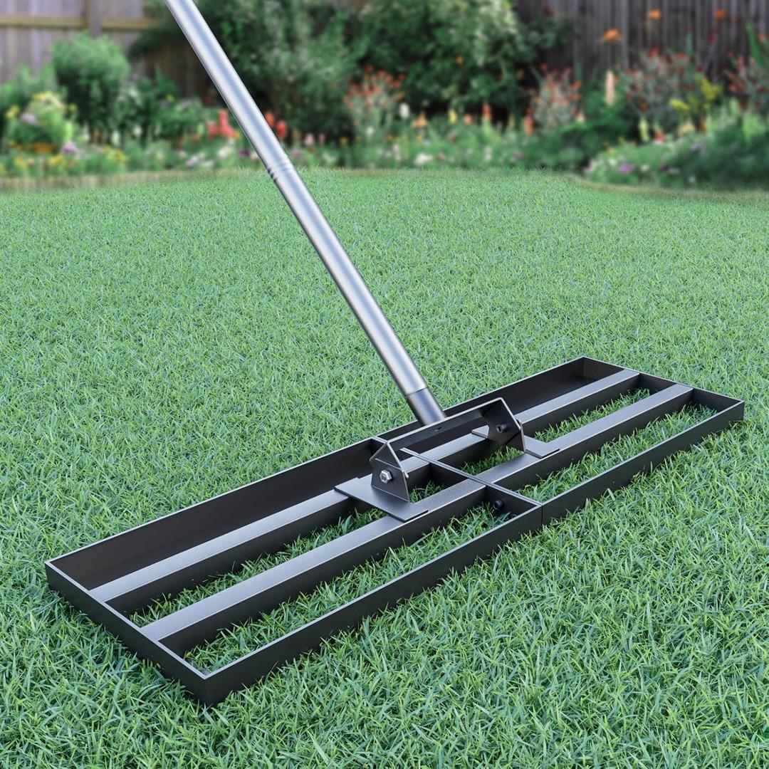 Lawn Leveling Rake 30"x10" with 78" Adjustable Stainless Steel Extened Handle,Heavy-Duty Leveling Tool for Garden, Yard & Landscaping