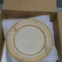 Ceramic Flat Plates Set of 4, 10.5 inch Reactive Glaze Stoneware Dish Set for Dessert, Salad, Appetizer, Dinner, Dishwasher & Oven Safe, Scratch Resistant-Faint Yellow