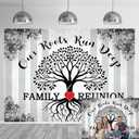 Family Reunion Decoration Backdrop Family Tree Leaves Our Roots Run Deep Our Love Runs Deeper Photography Background Welcome Family Members Gathering Party Decoration Banner (8x6FT: 96x72 inch)