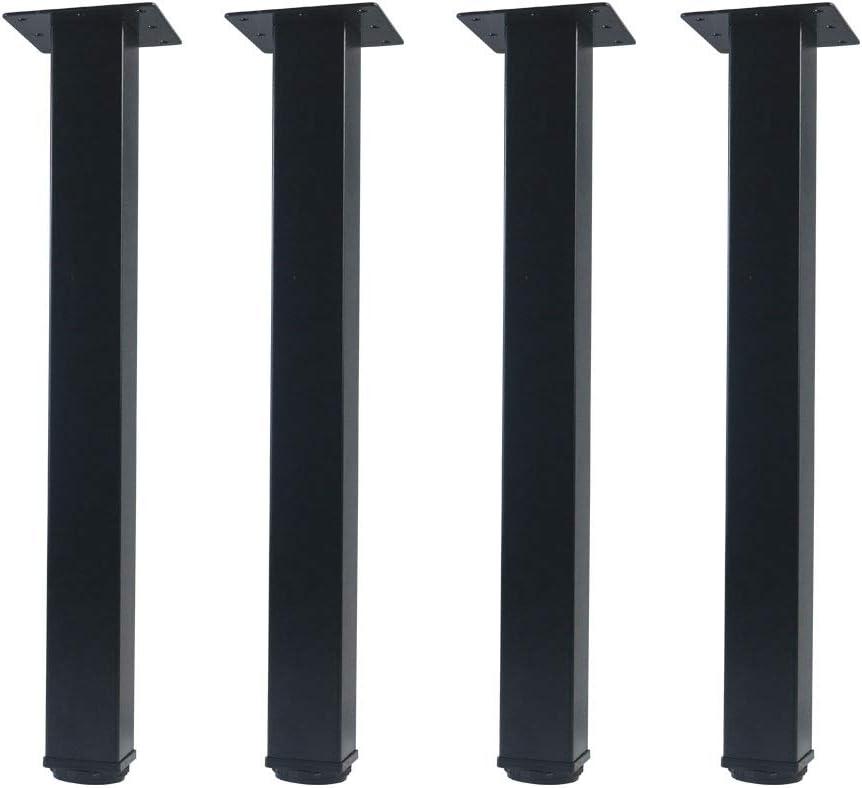 QLLY 16 inch Adjustable Metal Furniture Legs, Square Office Table Furniture Leg, Set of 4 (Black)