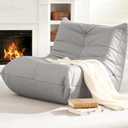 Hobestluk Bean Bag Chair Giant Bean Bag Sofa Memory Foam Bean Bag Chairs for Adults, Bean Bag Couches Faux Leather Bean Bag Chairs for Living Room Bedroom Dorm Office (Light Grey)