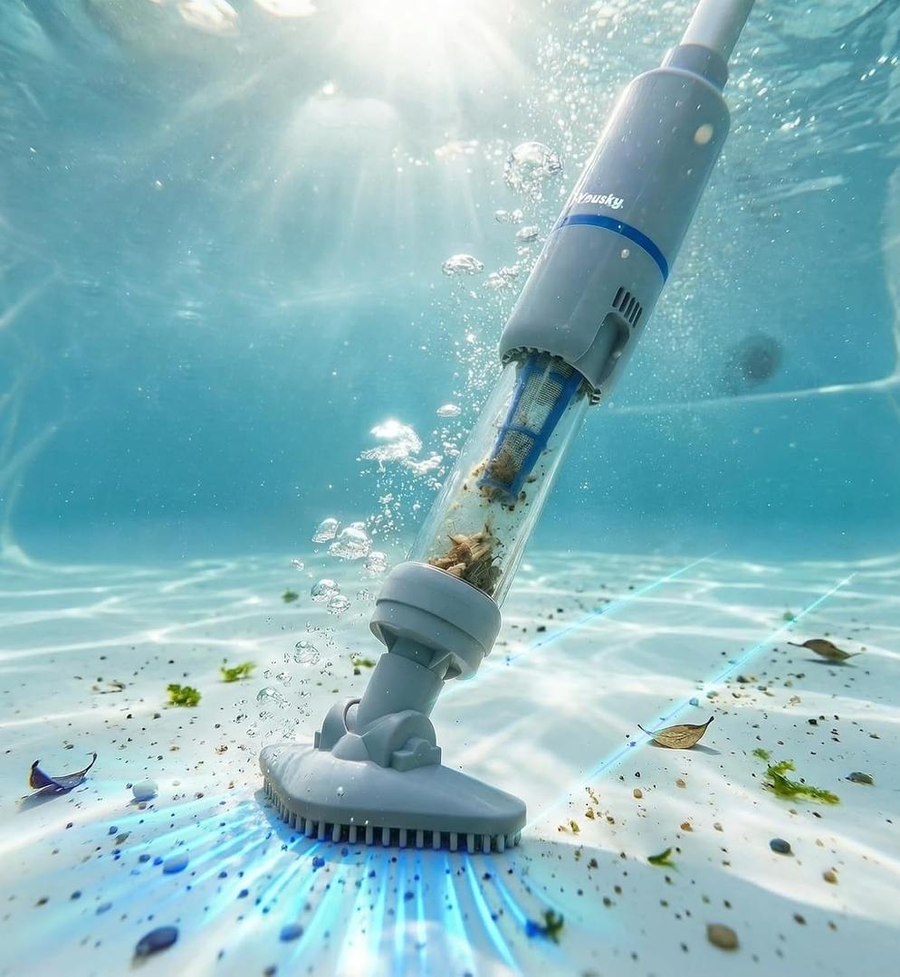 Cordless Handheld Spa Hot Tub Vacuum Cleaner, Rechargeable Small Pool Vacuum for Sand & Debris, Telescopic Pole up to 65", 90 Mins Runtime Cleaner for Hot Tubs, Small Above Ground Pools