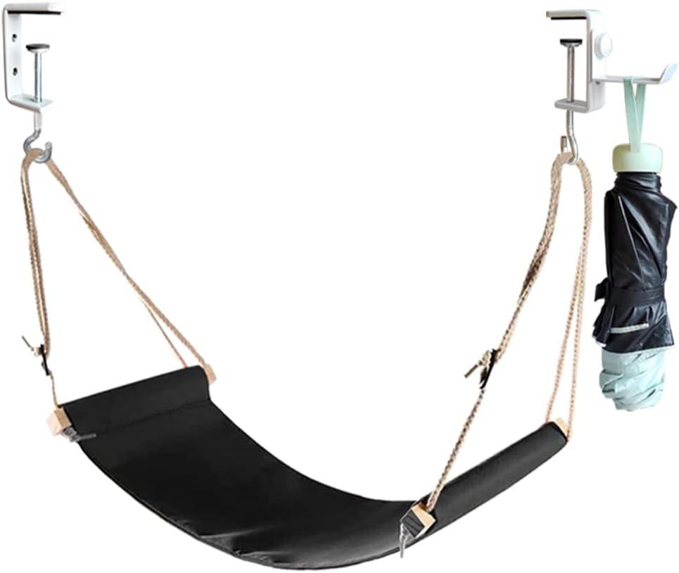 DMcore Canvas Foot Rest Hammock, Adjustable Mini Foot Rest Stand Under Desk Home Office  (Black)