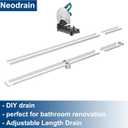 Neodrain Linear Shower Drain,Cuttable Brushed 304 Stainless Steel Rectangle Shower Floor Drain with Stainless Hair Catcher, Lifting Hooks (Tile-Insert, 48 in)