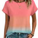 Zeagoo Womens Tops Short Sleeve Cute Summer Blouses Crew Neck Dressy Casual T Shirts Work Clothes S-2XL (M)
