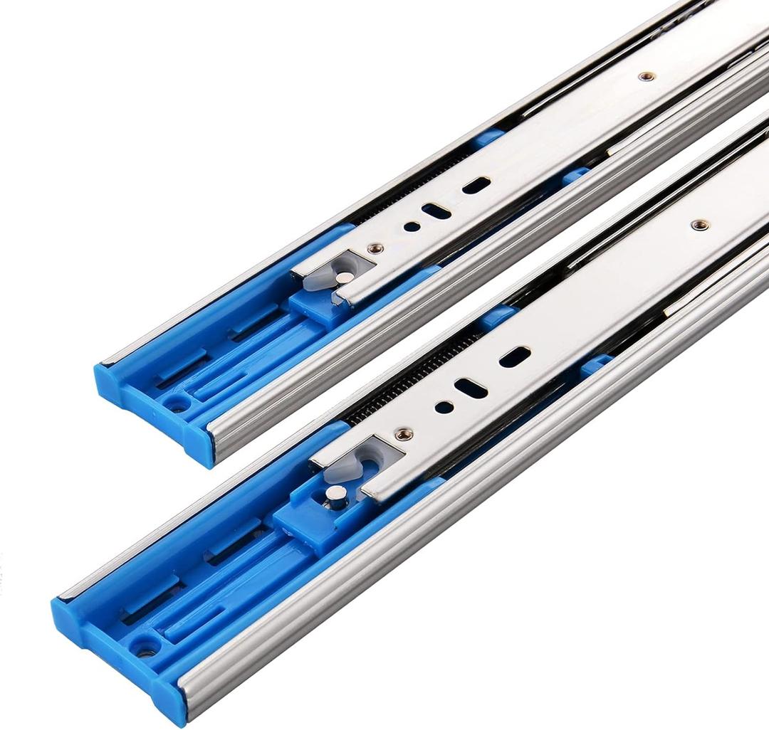 10 Pairs 16 Inch 3-Section Full Extension Soft Close Drawer Slides,110 LB Capacity Side Mount Slow Close Ball Bearing Metal Cabinet Drawer Hardware Slide