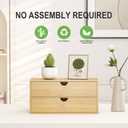 Wisuce Desk Organizer with Drawers - Bamboo Desktop Organizer Storage-Natural Wood Desk Drawers Organizer for Bills, Office Supplies, Cosmetics, Seals No Assembly Required(2 drawers with Shelf)
