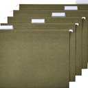 Amazon Basics Hanging File Folders for Documents, Letter Size, 1/5-Cut Adjustable Tabs, Standard Green, 12 Count per Box