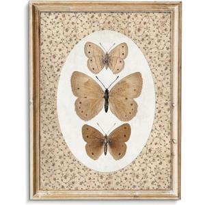 uniro Vintage Butterfly Canvas Wall Art, Bedroom Bathroom Shelf Retro Butterfly Illustration Room Decor, Canvas Prints, Posters Wall Decor Antique Paintings Home Farmhouse Wall Decor