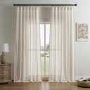 Joydeco Linen Curtains 108 Inch Length 2 Panels Set for Bedroom, Light Filtreing Curtains for Living Room, Beige Extra Wide Light Filtering Drapes with Rod Pockets Back Tab (108" L x 100" W, Beige)