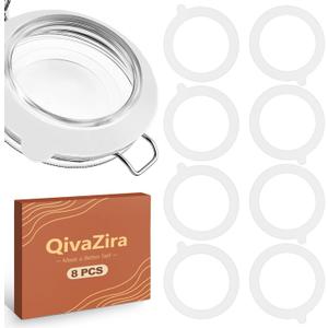 8 Pack Silicone Jar Gaskets Replacement Rubber Seals for Glass Canisters Universal Airtight Sealing Rings for Leakproof Storage Locking Jars Kitchen Organization White