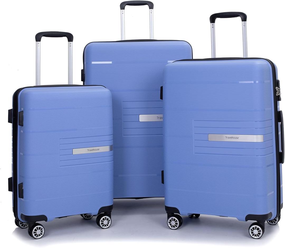 Tripcomp Luggage 3 Piece Sets Suitcase Set with Double Spinner Wheels, Lightweight Carry On Hardside Travel Luggage with TSA Lock, (20/24/28) (Purplish Blue)