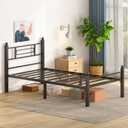 Black Metal Twin Size Bed Frames with headboard,Noice Free Design,Heavy Duty Sturdy Mattress Foundation,12in Under Bed Storage Space,Easy Assembly,Tools Free