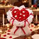 Capoda 32 Preserved Roses Bouquet for Her Heart Shaped Forever Red Flowers, Measuring 17.3 x 13.4 inches / 44 x 34 cm