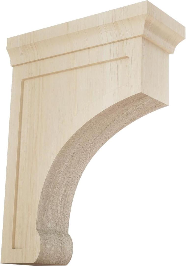 Ekena Millwork BKTW02X06X08GORW Medium Gomez Wood Wood Brackets, 2 1/2"W x 6"D x 8"H , Rubberwood