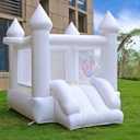 White Bounce House with Blower,Family Backyard Bouncy Castle,Suitable for Yard,Events,Parties,Weddings,Children's Gifts(6ftL5ftW5ftH)