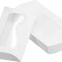 PATIKIL Pillow Boxes, 50 Pcs Wedding Gift Boxes Paper Box 4.9x2.8 Inch for Gift Wrap Wedding Parties, White