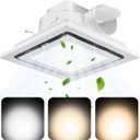 Bathroom Exhaust Fan with Light, 110CFM Bathroom Fan with Light 3000K/4500K/6000K, Quiet Vent with Lever Wire Connectors&Duct, 12 Inch Ceiling Mount Exhaust Fan for Home, Hotel, Office