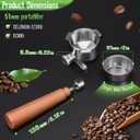 51mm 3 Ear Portafilter for DeLonghi EC680/EC685 - Stainless Steel Dual Spout Handle with Precision Basket,Siam Rosewood Grip