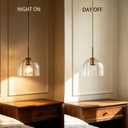 Clear Ribbed Glass Pendant Light Kitchen Island 7.8Inch Brass Hanging Lamp, 20CM