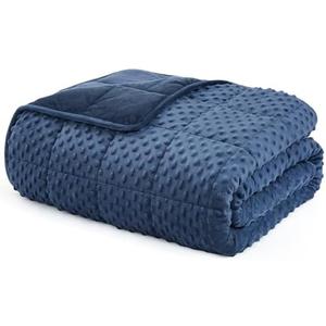 L'AGRATY Weighted Blanket for Adult - 48"x72" 15lbs Minky Dots Heavy Blanket with Glass Beads Soft Breathable for All-Season Summer Fall Winter Thick Comfort for Sleeping