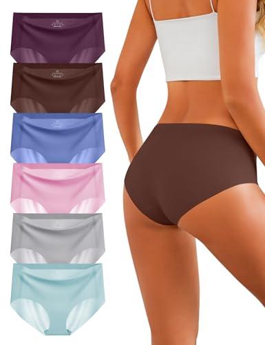 Memouniva Women's Seamless Underwear No Show Panties Invisible Ladies Hipster Breathable Briefs 6 Pack M