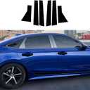 6 PCS Stainless Steel Glossy Black Window Pillar Post Trims for Honda 11th Gen Civic 4-Door Sedan 2022 2023 2024 2025,Body Exterior Accessories,Window Center Pillar Decorative Decals