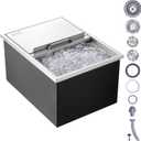 VEVOR Drop-in Ice Chest, 24"L x 18"W x 13"H Stainless Steel Ice Cooler, Commercial Ice Bin with Sliding Cover, 40.9 qt Outdoor Kitchen Ice Bar, Drain-pipe and Drain Plug Included, for Cold Beer
