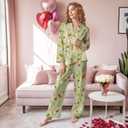 Unisex Ultra Soft Pajama Set, Valentines Pajamas, Soft Warm Matching Sleepwear Gift for Women Men (Green, L)
