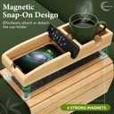 Couch Cup Holder & Bamboo Armrest Tray Foldable Non-Slip Sofa Arm Table for Drinks, Snacks, Remote Control & Phone