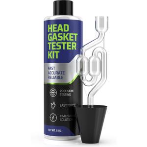 Head Gasket Tester Kit - Over 100 Tests, All in One Blown Head Gasket Test Kit, Includes 8oz Coolant Tester Fluid & Universal Radiator Adapter, Combustion Leak Check for Cars and Trucks